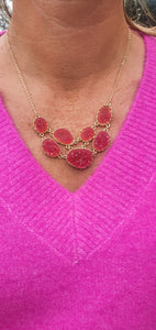 Beautiful Pink Cluster Necklace & Earrings