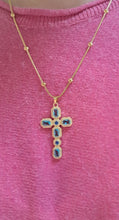 Turquoise Diamante Cross Necklace