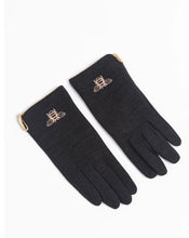 Black gloves with gold bee and trim