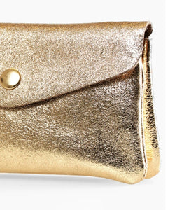 Leather Envelope Purse In Gold