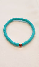 Turquoise Bracelet with Gold Heart Charm