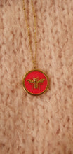 Pink Gold Circular Bumblebee Pendant Necklace