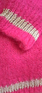 Pink Mohair Cardigan With Gold Trim