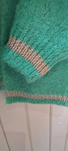 Green Mohair Cardigan With Gold Trim