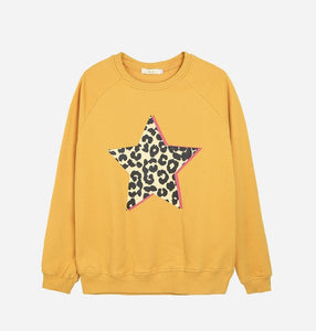 Yellow Leopard Print Star Sweatshirt
