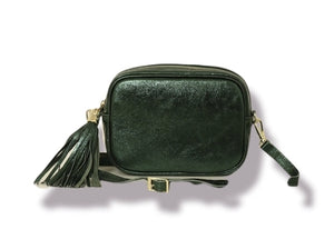 Metallic Green Cross Body Box Bag