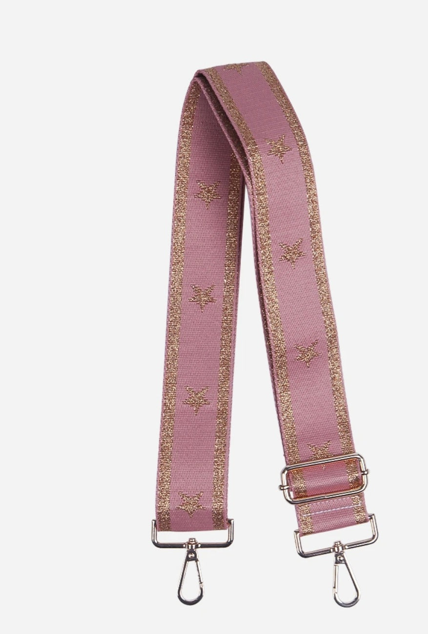 Pink Rose Gold Metallic Star Bag Strap