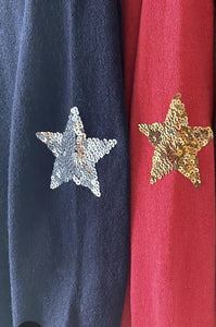 Cashmere Blended Jumper in Navy With Silver Stars