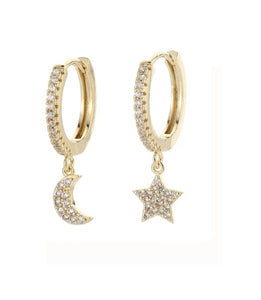 Star & Moon Gold Earrings
