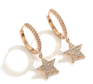 Gold Diamanté Star Earrings