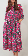 Pink Leopard Print Tiered Dress