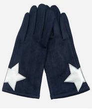 Navy gloves with large silver star
