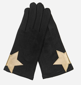 Black gloves with large gold star