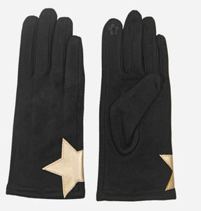 Black gloves with large gold star