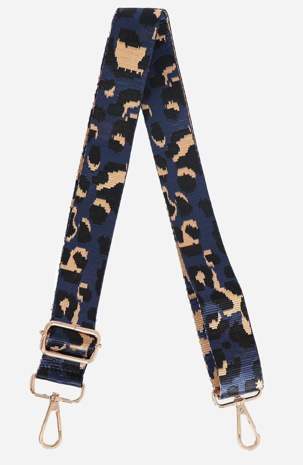 Navy blue and gold leopard print strap