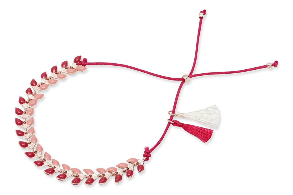 Fuchsia & Pink Leaf Chain Bracelet
