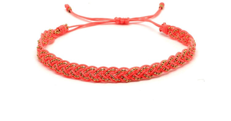 Coral Braided Bracelet