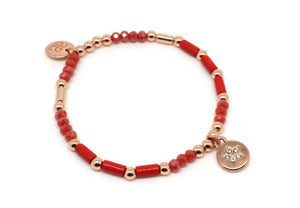 Red & Gold Bracelet with Diamanté Star Charm